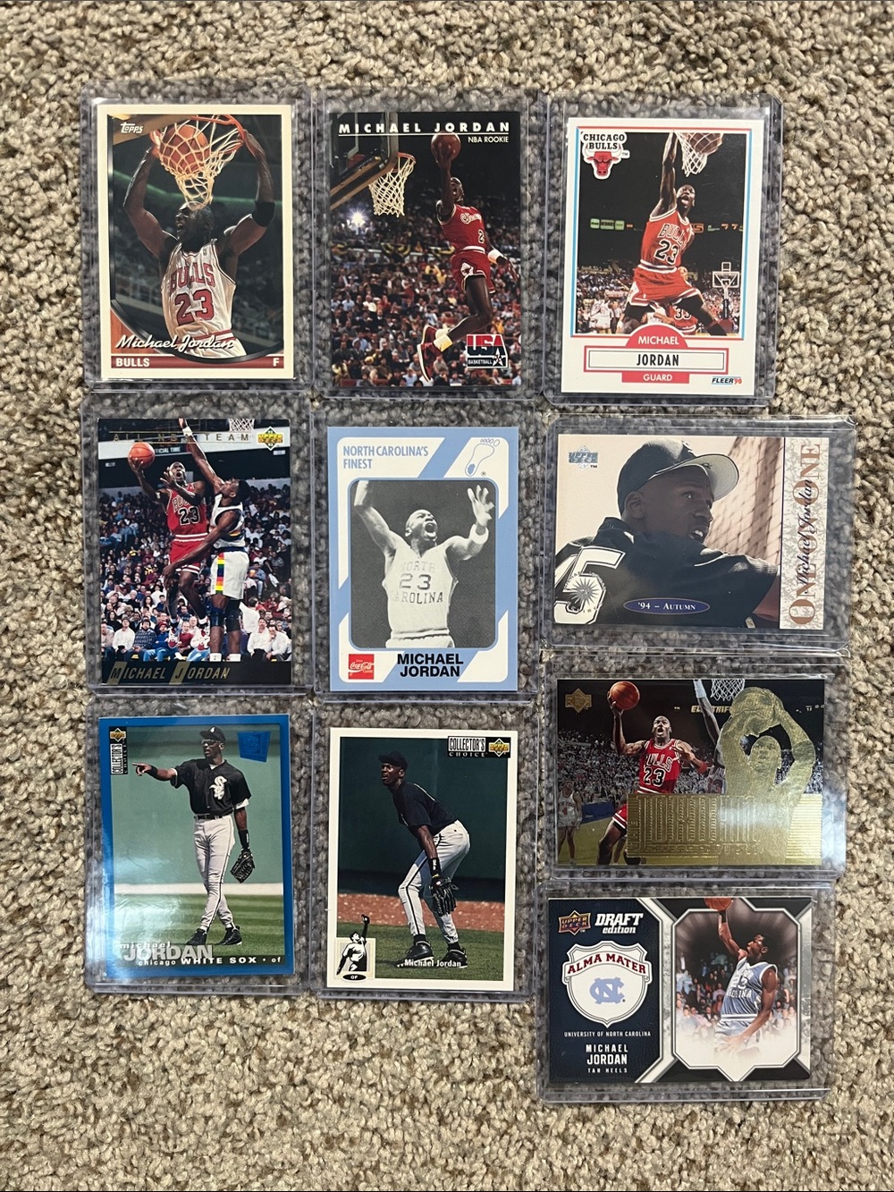 Topps Michael Jordan Trading Cards - Red, Black, White